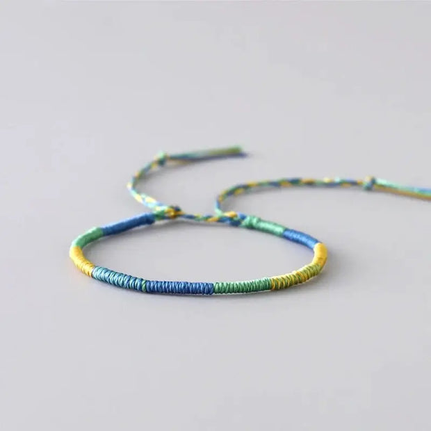 Bracelet Tibétain Tressage Indien Pastel