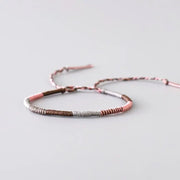 Bracelet Tibétain Tressage Indien Rose et Marron