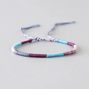 Bracelet Tibétain Tressage Indien Violet et Bleu