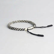 Bracelet Tibétain Tressé Blanc et Noir