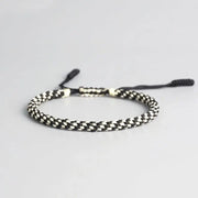 Bracelet Tibétain Tressé Blanc et Noir