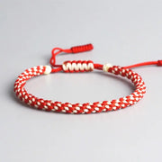 Bracelet Tibétain Tressé Rouge et Blanc