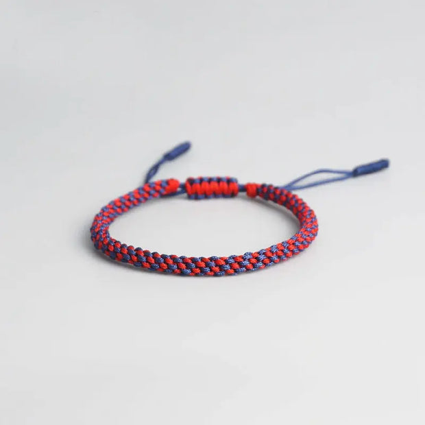 Bracelet Tibétain Tressé Rouge et Bleu