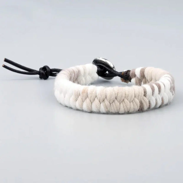 Bracelet Tibétain XXL Beige et Blanc