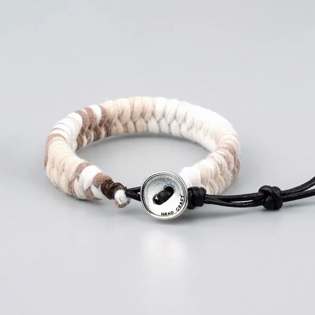 Bracelet Tibétain XXL Beige et Blanc