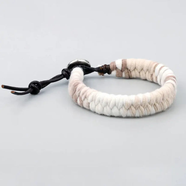 Bracelet Tibétain XXL Beige et Blanc