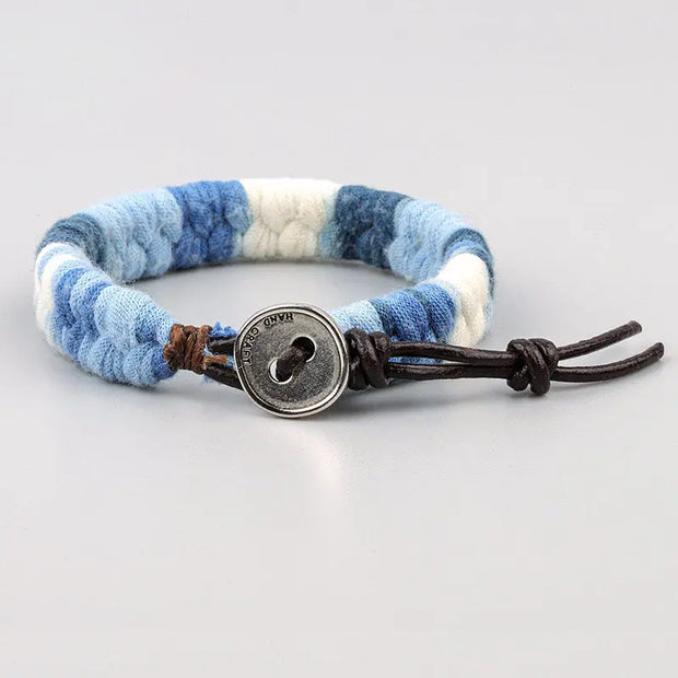 Bracelet Tibétain XXL Bleu et Blanc