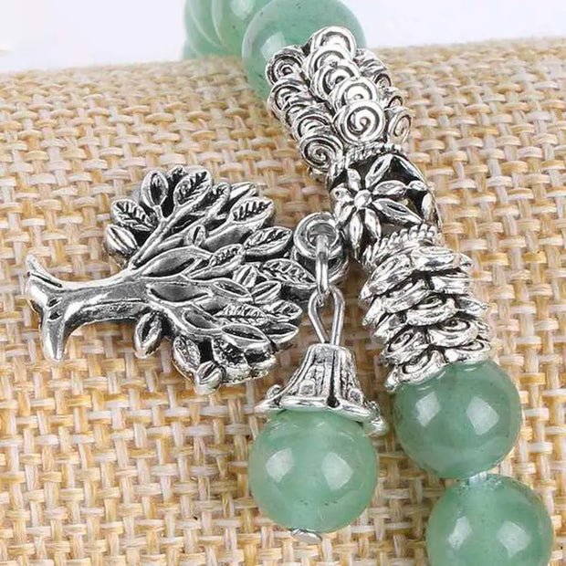 Bracelet en Aventurine et Arbre de Vie