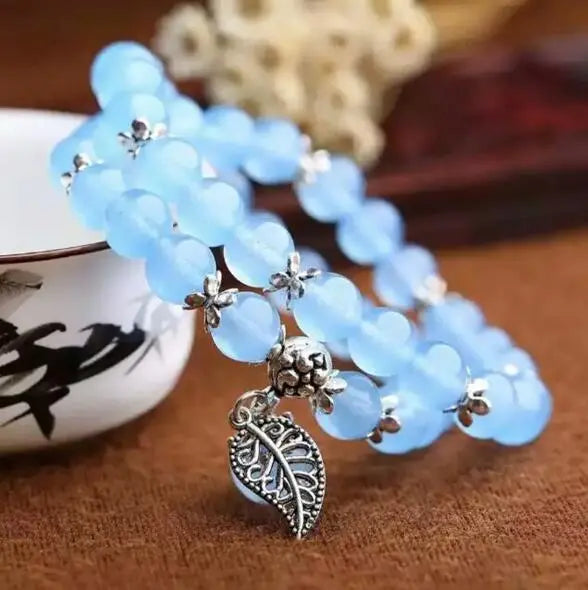Bracelet en Cristal de Roche Bleuté