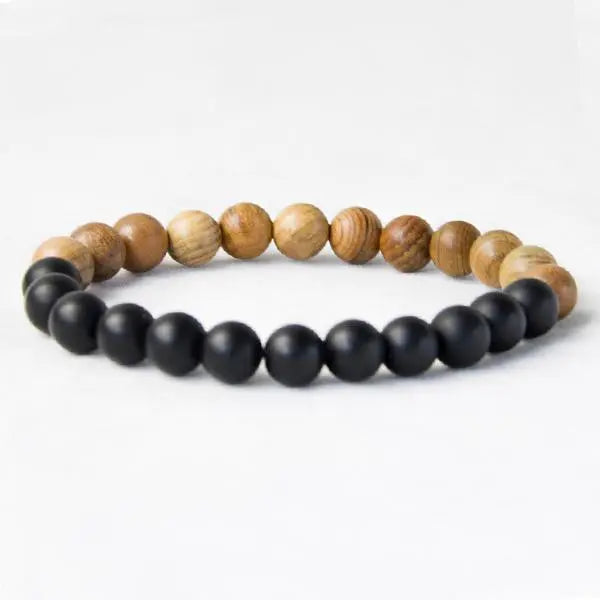 Bracelet en Onyx et en Bois de Santal