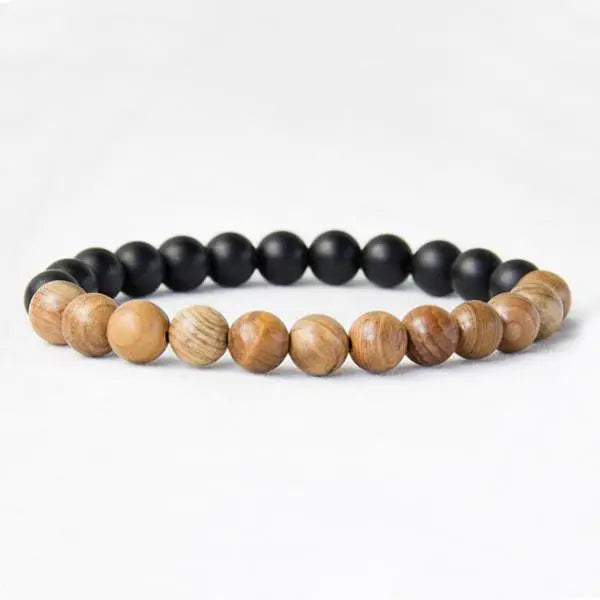 Bracelet en Onyx et en Bois de Santal