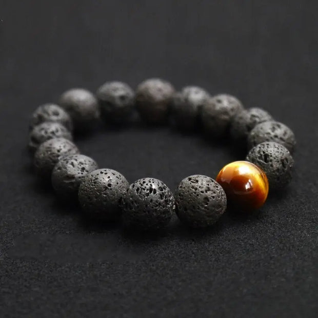 Bracelet en Pierre de Lave et Oeil de Tigre - Dynamisme