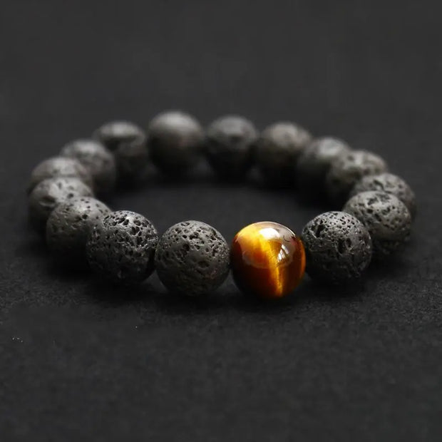 Bracelet en Pierre de Lave et Oeil de Tigre - Dynamisme