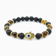 Bracelet en Pierres de Lave et Khamsa
