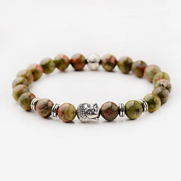 Bracelet en Unakite et Bouddha