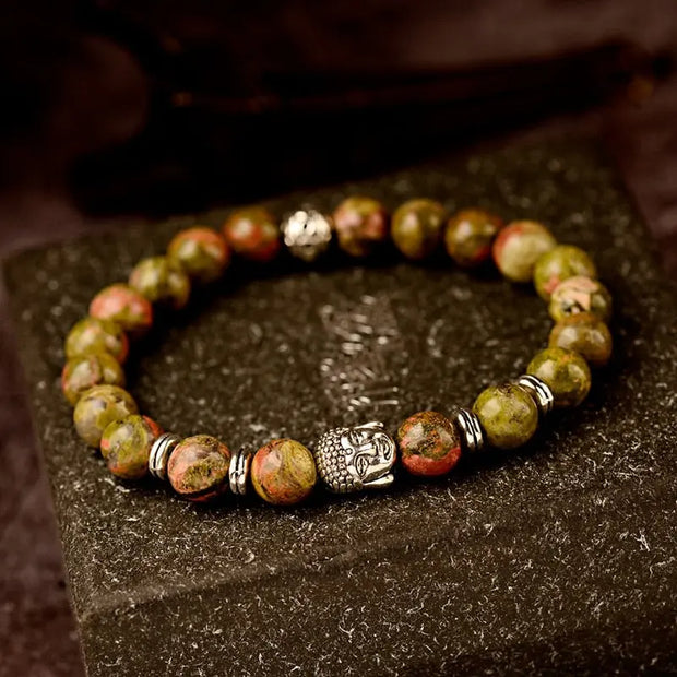 Bracelet en Unakite et Bouddha