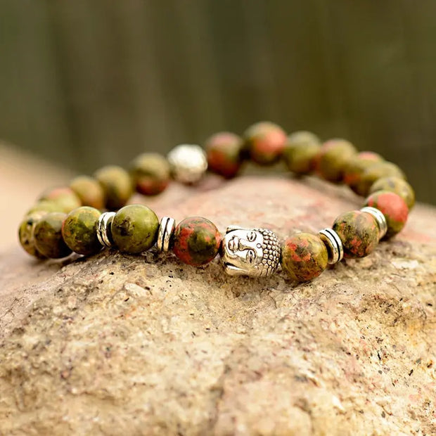 Bracelet en Unakite et Bouddha