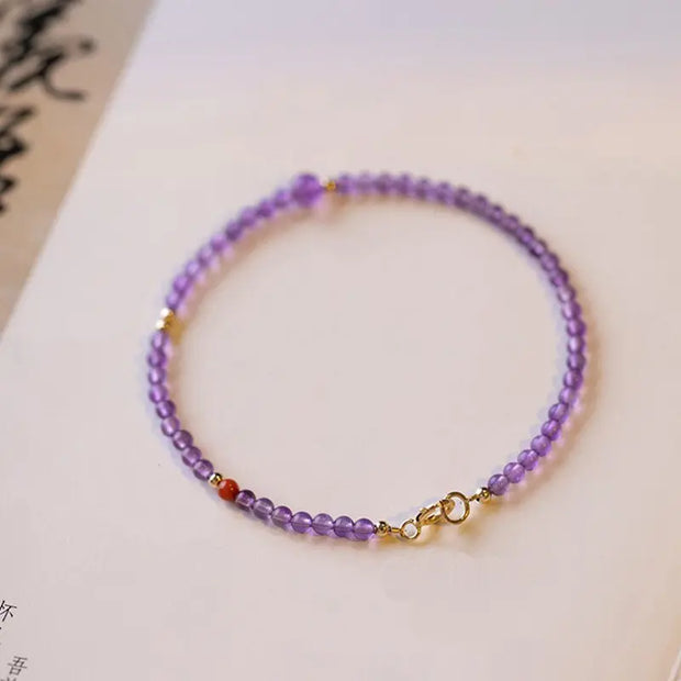 Bracelet fin en Améthyste et Agate rouge