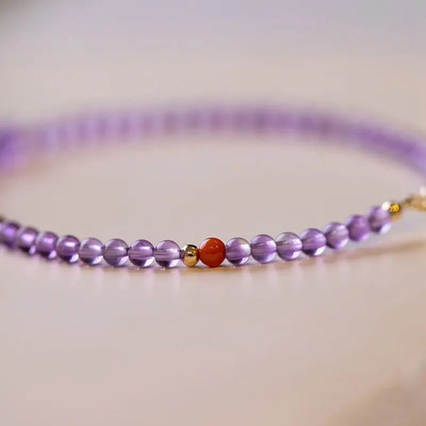 Bracelet fin en Améthyste et Agate rouge