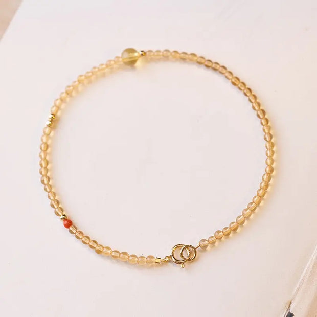 Bracelet fin en Citrine et Agate rouge