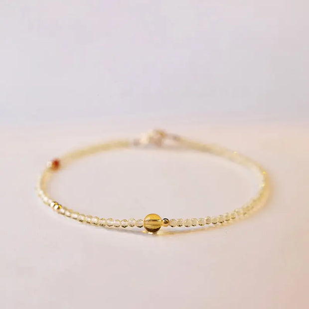 Bracelet fin en Citrine et Agate rouge