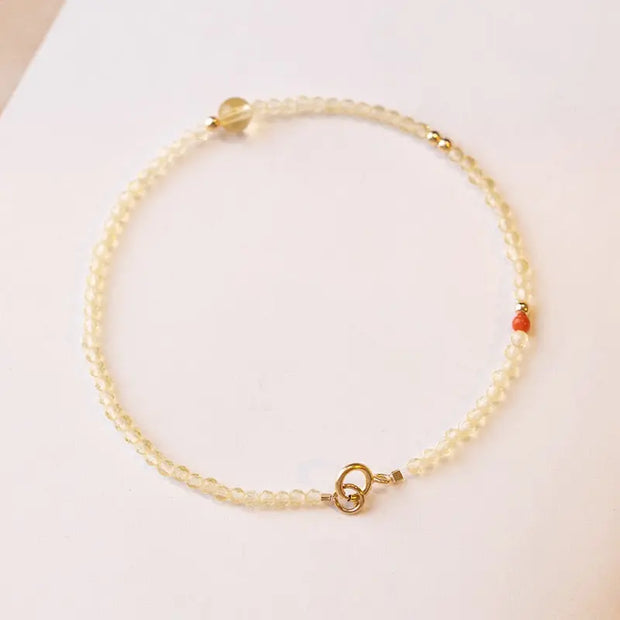 Bracelet fin en Citrine et Agate rouge