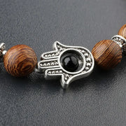 Bracelet main de Fatma / Bouddha en Bois de bodhi