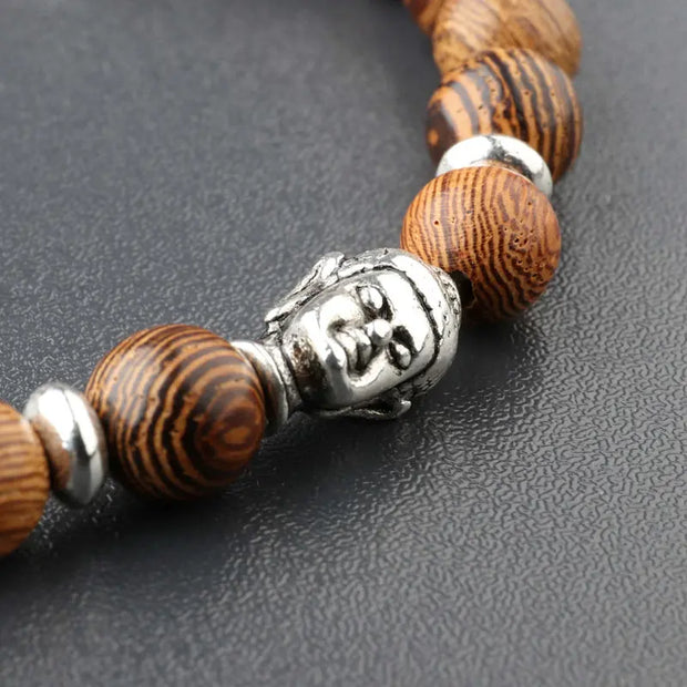 Bracelet main de Fatma / Bouddha en Bois de bodhi