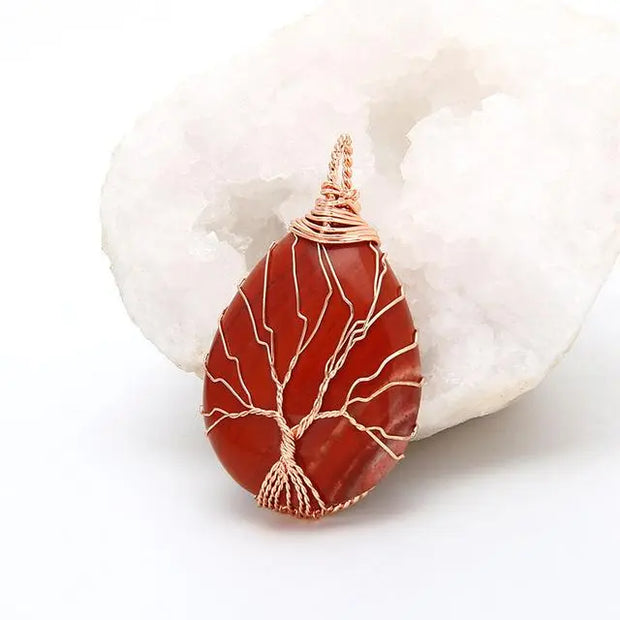 Collier Arbre de Vie en Jaspe Rouge