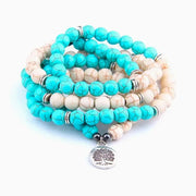 Collier Mâlâ en Turquoise et Howlite - Zen