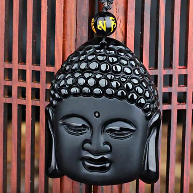 Collier en Obsidienne Noire - Bouddha Force