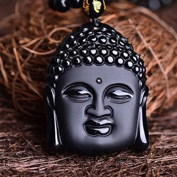 Collier en Obsidienne Noire - Bouddha Force