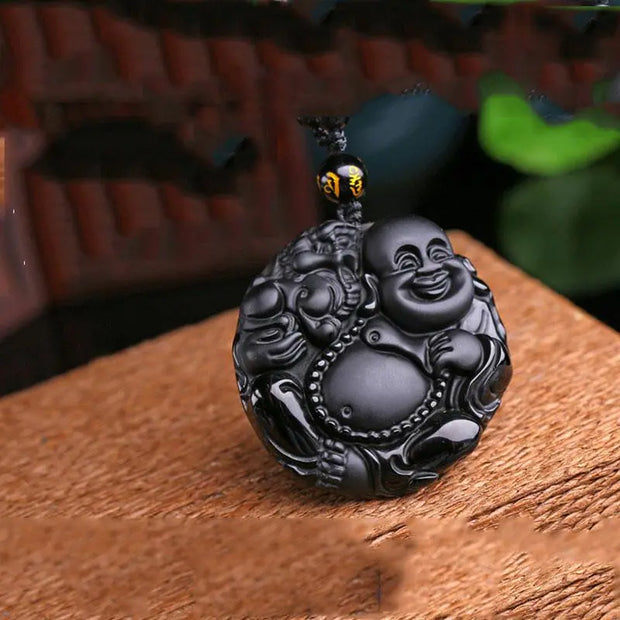 Collier en Obsidienne Noire - Bouddha Libération