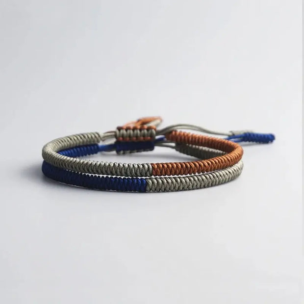 Double Bracelet Tibétain Bleu et Marron