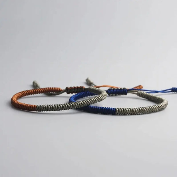 Double Bracelet Tibétain Bleu et Marron