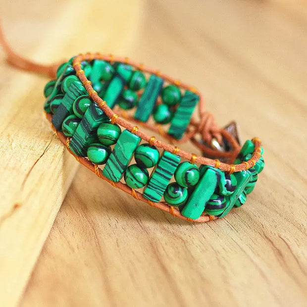 Grand Bracelet Bohème en Malachite