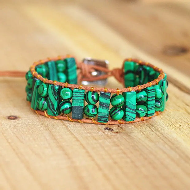 Grand Bracelet Bohème en Malachite