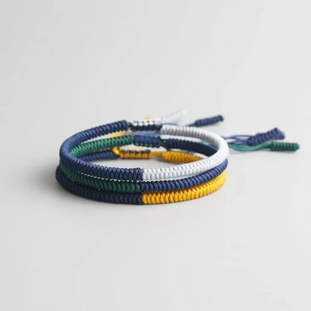Triple Bracelet Tibétain Blanc Jaune Vert