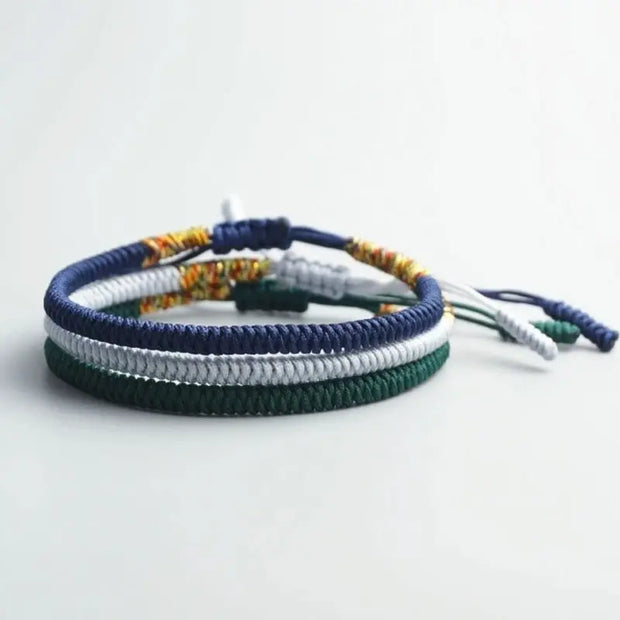 Triple Bracelet Tibétain Bleu Blanc Vert