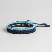 Triple Bracelet Tibétain Bleu Noir
