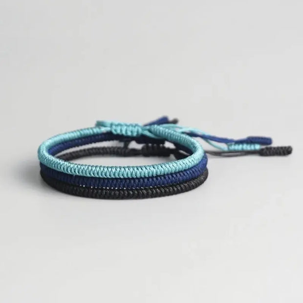 Triple Bracelet Tibétain Bleu Noir