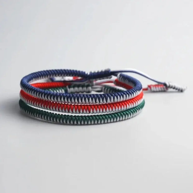 Triple Bracelet Tibétain Bleu Rouge Vert