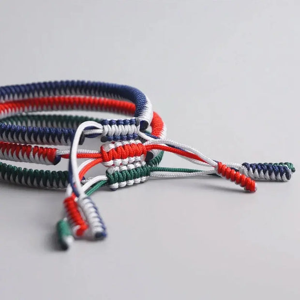 Triple Bracelet Tibétain Bleu Rouge Vert