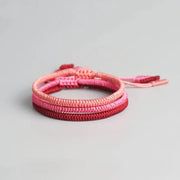Triple Bracelet Tibétain Rose Rouge
