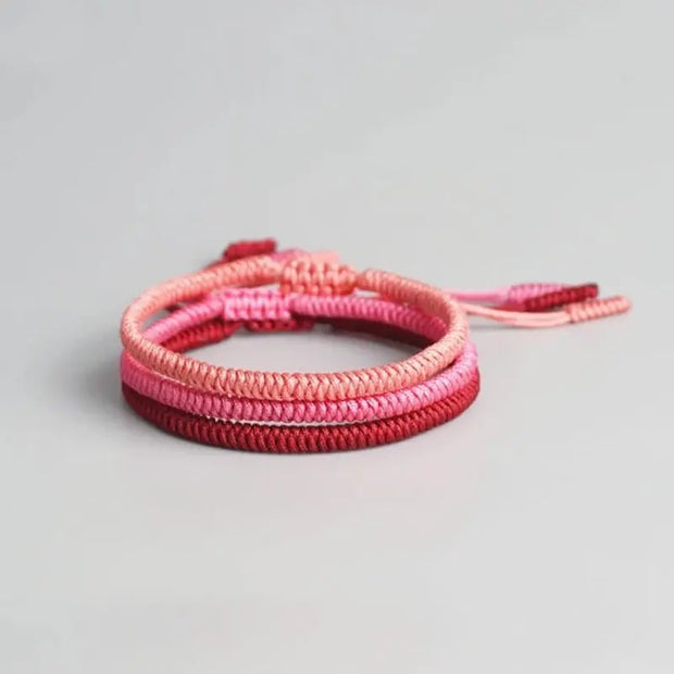 Triple Bracelet Tibétain Rose Rouge